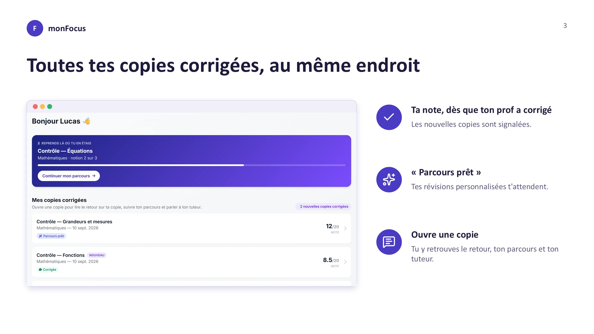 Toutes tes copies corrigées, au même endroit