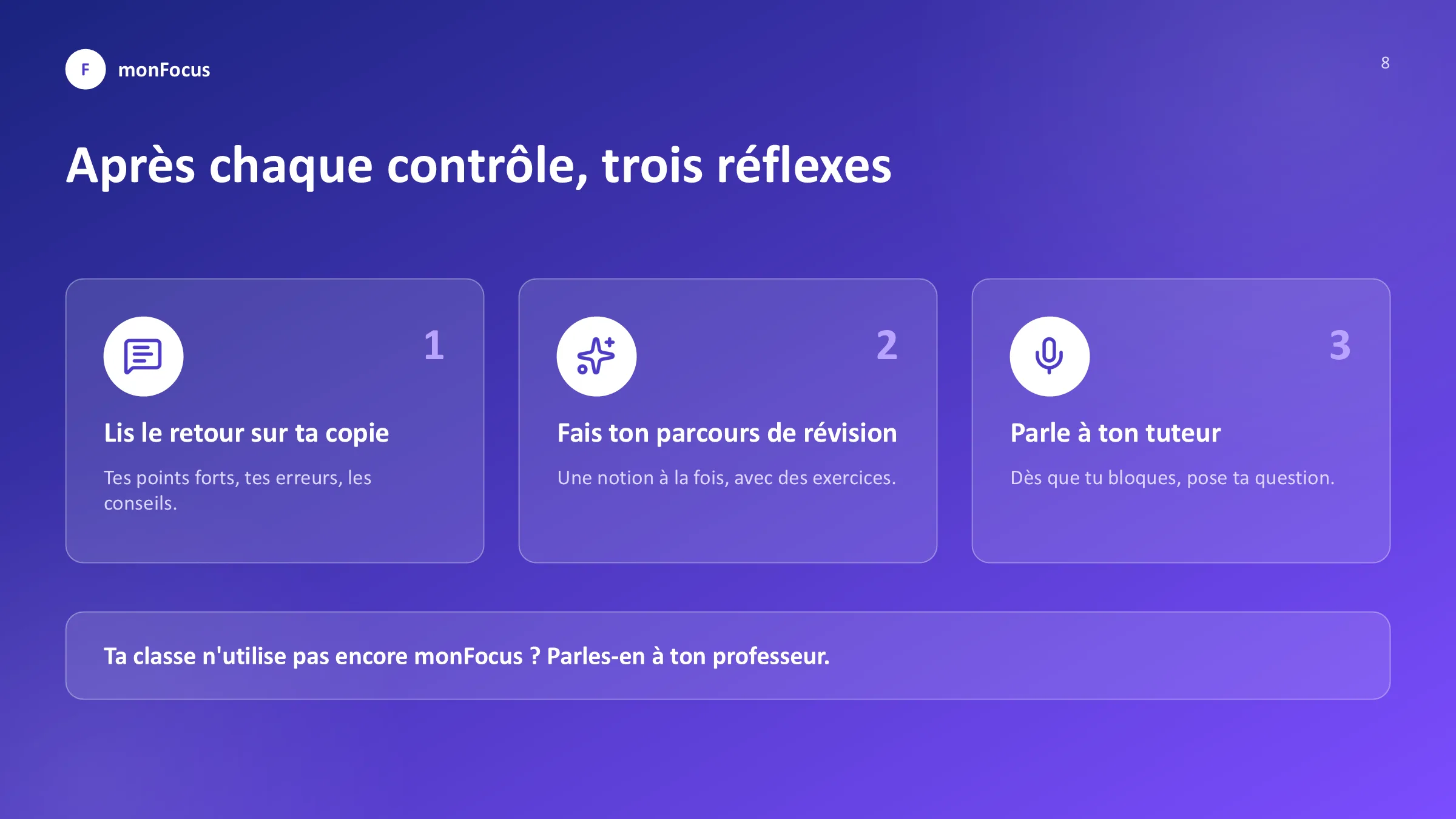 Après chaque contrôle, trois réflexes