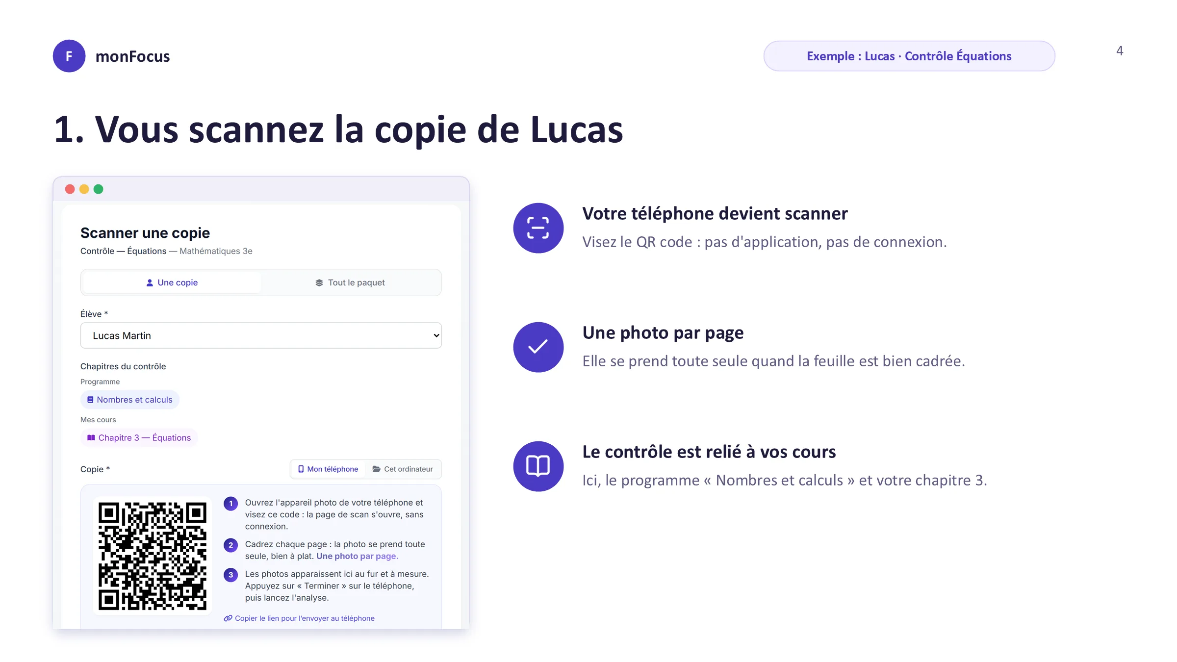 Vous scannez la copie de Lucas